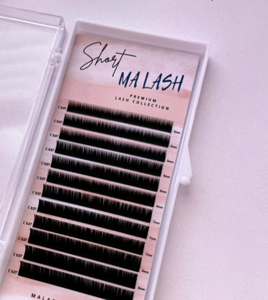(MIXED) Black Short (5-8mm) and Long (14-20mm) lash extensions 12 lines / 24 lines by MA LASH