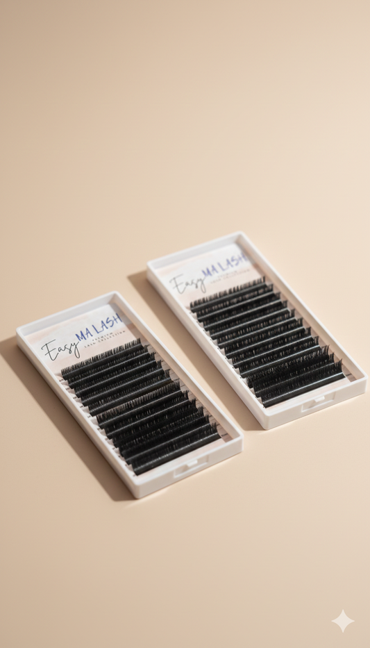 (MIXED) Black EASY FAN lash extensions (7-15mm) 12 lines / 20 lines by MA LASH