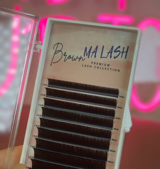 (MIXED) Brown (Dark Chocolate) individual lash extensions mix 7-13mm 12 lines/20 lines by MA LASH