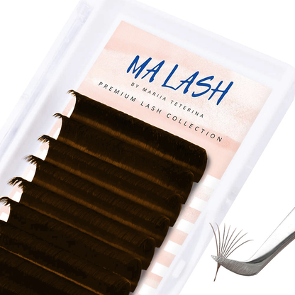 (MIXED) Brown (Pecan) MA LASH individual lash extensions mix 7-13mm 12 lines