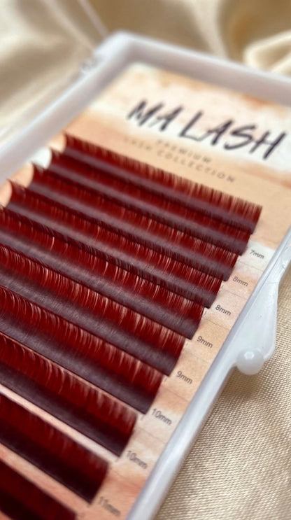 (MIXED) Burgundy MA LASH individual lash extensions mix 7-13mm 12 lines