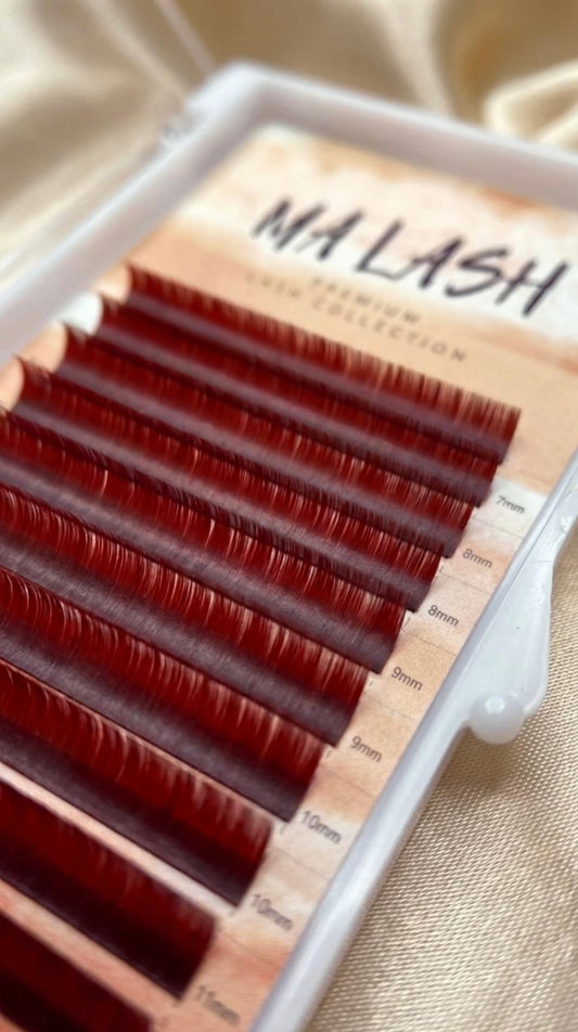 (MIXED) Burgundy MA LASH individual lash extensions mix 7-13mm 12 lines