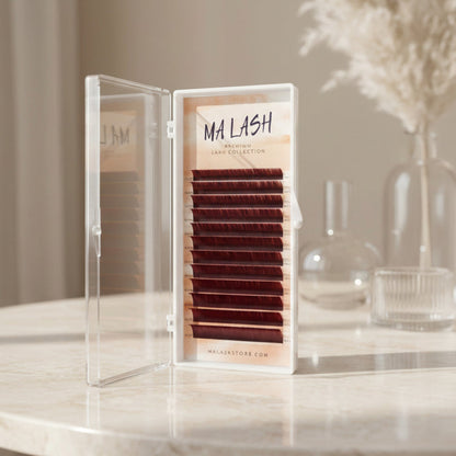 (MIXED) Burgundy MA LASH individual lash extensions mix 7-13mm 12 lines