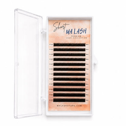 (MIXED) Black Short (5-8mm) and Long (14-20mm) lash extensions 12 lines / 24 lines by MA LASH