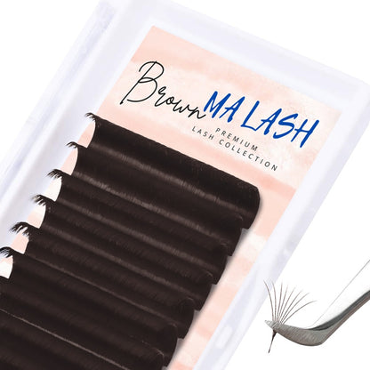 (MIXED) Brown (Dark Chocolate) MA LASH individual lash extensions mix 7-13mm 12 lines/20 lines